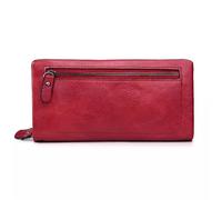 LVUNZJCA Portafoglio da Donna Portafoglio da donna lungo vintage con cerniera fermasoldi pochette portamonete Borsa da Donna(Rouge)