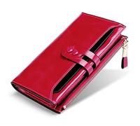 LVUNZJCA Portafoglio da Donna Portafoglio da donna Multi Card Vintage Oil Wax Leather Brush Clutch Borsa da Donna(Rose)