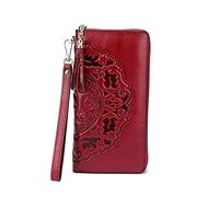 LVUNZJCA Portafoglio da Donna Portafoglio in pelle Portafoglio lungo da donna in pelle cerata a olio di grande capacità Borsa da Donna