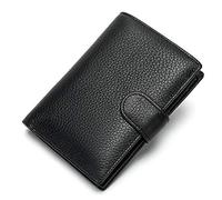 LVUNZJCA Portafoglio da uomo portafoglio corto in pelle mini portafoglio corto porta carte di credito porta carte, nero, 10x14x1.5cm