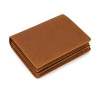 LVUNZJCA Portafoglio da Uomo Portafoglio in pelle vintage Portafoglio corto in pelle Portamonete con cerniera Portafoglio bifold(Reddish Brown)