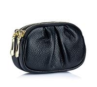 LVUNZJCA Portamonete da Donna Borsa portamonete semplice in pelle pratica antirughe con doppia cerniera Miniportafoglio(Schwarz)