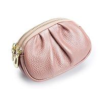 LVUNZJCA Portamonete da Donna Borsa portamonete semplice in pelle pratica antirughe con doppia cerniera Miniportafoglio(Rosa)