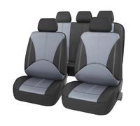 LVVBU 9 Pezzi Set Coprisedile Auto per Ford Fiesta 2009-2016 5 Posti Fodere Sedili Auto Pelle su Misura Copri-Sedile Anteriori e Posteriori Accessori,C-Black And Gray