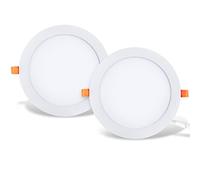 LVWIT 2x Pannello LED Rotondo da Soffitto - 18W equivalente a 150W, Plafoniera LED da Ufficio da Incasso, 1650 Lumen, Colore Bianco Neutro 4000K. 225 x 21 mm - Pacco da 12 Pezzi.