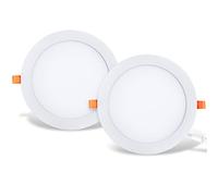 LVWIT 2x Pannello LED Rotondo da Soffitto - 25W equivalente a 200W, Plafoniera LED da Ufficio da incasso, 2250 Lumen, Colore Bianco Neutro 4000K. 225 x 21 mm - Pacco da 2 Pezzi.