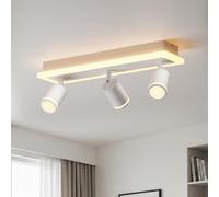 LVWIT Faretti da Soffitto Bianco, Faretto da Parete Interno GU10, Lampadario 3 Faretti Orientabili, Faretto LED Soffitto a Base Lunga Moderna, Plafoniera Camera da Letto (Senza Lampadina)