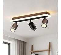 LVWIT Faretti da Soffitto Orientabili Nero, Faretto da Parete Interno GU10, Faretti 3 Luci Nero, Faretto LED Soffitto a Base Lunga Moderna, Plafoniera Camera da Letto (Senza Lampadina)