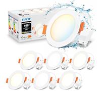 LVWIT Faretti LED da Incasso per Cartongesso,4W Equivalente 35W,Faretti Incasso LED Soffitto 400LM,3000K Caldo 4000K Bianco Neutro 6500K Bianco Freddo, Incasso per Bagno, Set di 6