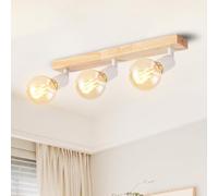 LVWIT Faretti LED da Soffitto Orientabili Bianco, Faretto da Interno con 3 Lampadine LED E27, Base di Legno, Faretti Soffitto Retrò per Barra, Salotto,Cameretta, Cucina (Lampadine Escluse)