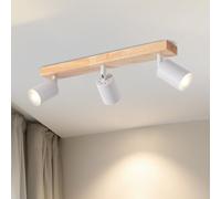 LVWIT Faretti LED da Soffitto Orientabili Bianco, Faretto da Interno con 3 LED in Alluminio GU10, Base di Legno, Faretti Soffitto Retrò per Barra, Salotto,Cameretta, Cucina (Lampadine Escluse)