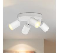LVWIT Faretti LED da Soffitto Orientabili Bianco,Faretto LED Interno con 4 Luci in Alluminio GU10, Orbicolare Base, Faretti da Soffitto Moderna Industriali per Barra, Salotto, Cucina (Senza Lampadina)