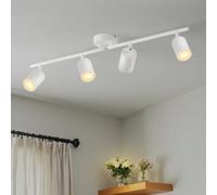 LVWIT Faretti LED da Soffitto Orientabili Bianco,Faretto LED Interno con 4 Luci in Alluminio GU10, Rettangoli Base, Faretti da Soffitto Moderna Industriali per Barra, Salotto, Cucina (Senza Lampadina)
