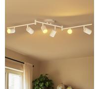 LVWIT Faretti LED da Soffitto Orientabili Bianco,Faretto LED Interno con 6 Luci in Alluminio GU10, Rettangoli Base, Faretti da Soffitto Moderna Industriali per Barra, Salotto, Cucina (Senza Lampadina)