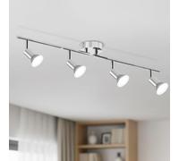 LVWIT Faretti LED da Soffitto Orientabili con 4 Luci GU10, Faretto da Interno Cromo Moderna, Faretti Soffitto per Barra, Salotto,Cameretta, Cucina (Senza Lampadina)
