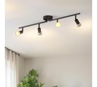LVWIT Faretti LED da Soffitto Orientabili con 4 Luci GU10, Faretto da Interno Nero Moderna, Faretti Soffitto per Barra, Salotto,Cameretta, Cucina (Senza Lampadina)