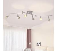 LVWIT Faretti LED da Soffitto Orientabili con 6 Luci GU10, Faretto da Interno Cromo Moderna, Faretti Soffitto per Barra, Salotto,Cameretta, Cucina (Senza Lampadina)