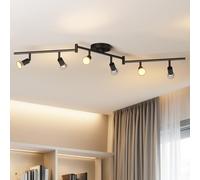 LVWIT Faretti LED da Soffitto Orientabili con 6 Luci GU10, Faretto da Interno Nero Moderna, Faretti Soffitto per Barra, Salotto,Cameretta, Cucina (Senza Lampadina)