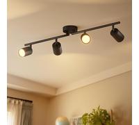 LVWIT Faretti LED da Soffitto Orientabili Nero,Faretto LED Interno con 4 Luci in Alluminio GU10, Rettangoli Base, Faretti da Soffitto Moderna Industriali per Barra, Salotto, Cucina (Senza Lampadina)