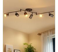 LVWIT Faretti LED da Soffitto Orientabili Nero,Faretto LED Interno con 6 Luci in Alluminio GU10, Rettangoli Base, Faretti da Soffitto Moderna Industriali per Barra, Salotto, Cucina (Senza Lampadina)