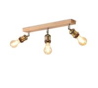 LVWIT Faretti LED da Soffitto Orientabili Retrò, Faretto da Interno con 3 Lampadine LED E27, Base di Legno, Faretti Soffitto Retrò per Barra, Salotto,Cameretta, Cucina (Lampadine Escluse)