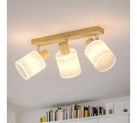 LVWIT Faretti LED Soffitto Bianco, Faretti da Soffitto Orientabili con 3 Faretto E14, Lampadario Legno, Faretti Parete Interno Vintage per Barra, Salotto,Cameretta, Cucina, Bagno (Lampadine Escluse)