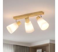 LVWIT Faretti LED Soffitto Bianco, Faretti da Soffitto Orientabili con 3 Faretto E14, Lampadario Legno, Faretti Parete Interno Vintage per Barra, Salotto,Cameretta, Cucina, Bagno (Lampadine Escluse)
