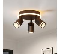 LVWIT Faretti LED Soffitto Nero, Faretto da Parete Interno GU10, Lampadario Faretti 3 Orientabili Neri, Faretto da Soffitto a Base Circolare, Plafoniera Camera da Letto (Senza Lampadina)