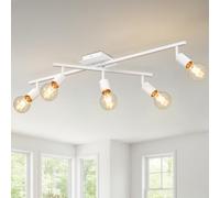 LVWIT Faretti Orientabili Bianco, Faretti Soffitto con 5 Attacco E27, Faretto da Interno Moderna, Lampadario Faretti per Barra, Salotto, Cameretta, Cucina,Corridoio Illuminazione (Senza Lampadina)
