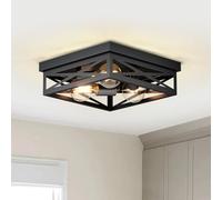 LVWIT Faretti Orientabili E27, Plafoniere da Soffitto Nero Rustica Industriali, Lampada Soffitto con 3 Luci, Faretti Soffitto per Camera da Letto, Soggiorno, Fattoria, Cucina, 30CM (Senza Lampadina)