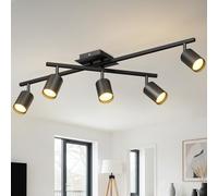 LVWIT Faretti Orientabili Nero, Faretti Soffitto con 5 Attacco GU10, Faretto da Interno Moderna, Lampadario Faretti per Barra, Salotto, Cameretta, Cucina,Corridoio Illuminazione (Senza Lampadina)