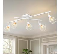 LVWIT Faretti Soffitto Bianco, Faretti Orientabili con 5 Attacco E14, Faretto da Interno Moderna, Lampadario Faretti per Barra, Salotto, Cameretta, Cucina,Corridoio Illuminazione (Senza Lampadina)