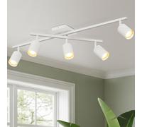 LVWIT Faretti Soffitto Bianco, Faretti Orientabili con 5 Attacco GU10, Faretto da Interno Moderna, Lampadario Faretti per Barra, Salotto, Cameretta, Cucina,Corridoio Illuminazione (Senza Lampadina)