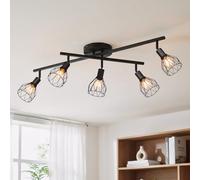 LVWIT Faretti Soffitto Nero, Faretti Orientabili con 5 Attacco E14, Faretto da Interno Moderna, Lampadario Faretti per Barra, Salotto, Cameretta, Cucina,Corridoio Illuminazione (Senza Lampadina)