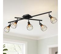LVWIT Faretti Soffitto Nero, Faretti Orientabili con 5 Attacco E14, Faretto da Interno Moderna, Lampadario Faretti per Barra, Salotto, Cameretta, Cucina,Corridoio Illuminazione (Senza Lampadina)
