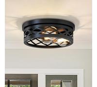 LVWIT Faretti Soffitto Orientabili Nero, Faretto da Interno Rustica con 3 Luci, Plafoniere da Soffitto E27, Faretto da Parete Interno per Soggiorno,Fattoria, Camera da Letto, 30CM (Senza Lampadina)