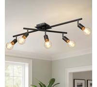 LVWIT Faretto LED Interno Nero, Lampadario Faretti con 5 Attacco E27, Faretti Soffitto Moderna, Faretti Orientabili per Barra, Salotto, Cameretta, Cucina,Corridoio Illuminazione (Senza Lampadina)