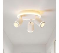 LVWIT Faretto LED Soffitto, Faretto Orientabili Bianchi, Lampadario Faretti GU10, Faretti 3 Luci Bianco, Faretto da Soffitto a Base Circolare, Plafoniera Camera da Letto (Senza Lampadina)