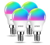 LVWIT Lampadina Alexa, Lampadina Smart E14 Wifi, 5W Equivalenti a 40W 470Lm, G45, Lampadine Smart con Telecomando Compatibile con Alexa, Echo, Google Assistant, 16 Milioni di Colori RGBWW,4 Pcs