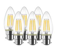 LVWIT Lampadina Filamento LED B22, Forma Candela C35, 6W equivalenti a 60W, 806Lm, Luce Bianca Calda 2700K, Mini Globo, Consumo Basso, Risparmio Energetico, Non dimmerabile - Pacco da 6 Pezzi