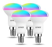 LVWIT Lampadina Smart E14 Wifi, Lampadine Alexa Riflettore, 4.9W = 40W, 470Lm, Lampadine Smart con Telecomando Compatibile con Alexa, Echo, Google Assistant, 16 Milioni di Colori RGBWW, 4 Pcs