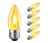 LVWIT Lampadine a Fiamma E27, Lampadina LED E27 1W Equivalenti a 3W, 35 Lumen, Lampadine Vintage E27 Luce Calda 1800K, Lampadina LED Filamento Candele C35 Stile Vintage Retrò, 220-240V, 6 Pezzi