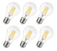LVWIT Lampadine a Filamento LED E27, 4W Equivalenti a 40W, 470LM, 2700K, Luce Bianca Calda, A60, Consumo Basso, Risparmio Energetico, Non Dimmerabile, Confezione a 6 Pezzi.
