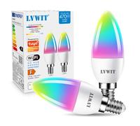 LVWIT Lampadina LED Smart Wifi Con Attacco E14, 5W Equivalenti a 40W, 470Lm, Compatibile con Alexa, Echo and Google Assistant, RGB Intelligente Dimmerabile, Controllo a Distanza da App