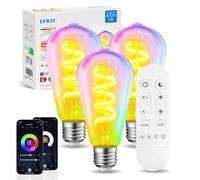 LVWIT Lampadine Alexa Vintage lampadina smart Retrò Edison 470Lm,Lampadine wifi E27,Smart Bulb 6.3W Equivalenti a 40W,lampadina intelligente RGB,luce alexa,Controllo Telecomando e App, 3 Unità