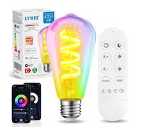 LVWIT Lampadine Alexa Vintage lampadina Smart Retrò Edison 470Lm,Lampadine wifi E27,Smart Bulb 6.3W Equivalenti a 40W,lampadina intelligente RGB,Luce Alexa,Controllo Telecomando e App, 1 Unità