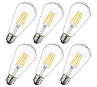 LVWIT Lampadine di Filamento a LED Attacco E27, ST64 Edison Vintage,8W EquivalentI a 75W, 1055 Lumen, Luce Bianca Calda 2700K,Consumo Basso,Risparmio Energetico,Non Dimmerabile - Pacco da 6 Pezzi