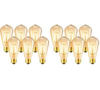 LVWIT Lampadine di Filamento a LED, ST64 Edison Vintage, Attacco E27, 6.5W Equivalenti a 53W, 685 Lumen, Luce Bianca Calda 2500K, Stile Edison Vintage Marrone, Non Dimmerabile - Pacco da 12 Pezzi