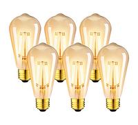 LVWIT Lampadine di Filamento a LED, ST64 Edison Vintage, Attacco E27, 6.5W Equivalenti a 53W, 685 Lumen, Luce Bianca Calda 2500K, Stile Edison Vintage Marrone, Non Dimmerabile - Pacco da 6 Pezzi
