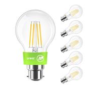 LVWIT Lampadine LED B22 Luce Calda 2700k, Lampadine Filamento Classe A Ultra Efficiente, 3.8W Equivalenti a 60W, 806LM, Forma a A60 Vintage, 93% Risparmio Energetico, Non Dimmerabile, 6 Pezzi